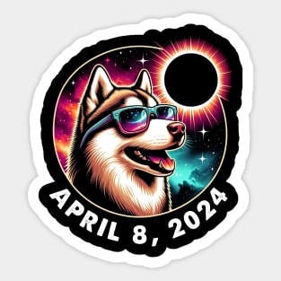 Radiant Siberian Huskie Eclipse: Unique Tee for Cold-Weather Canine Enthusiasts Sticker